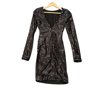 Dress the Population Black Sequin Long Sleeve Dress